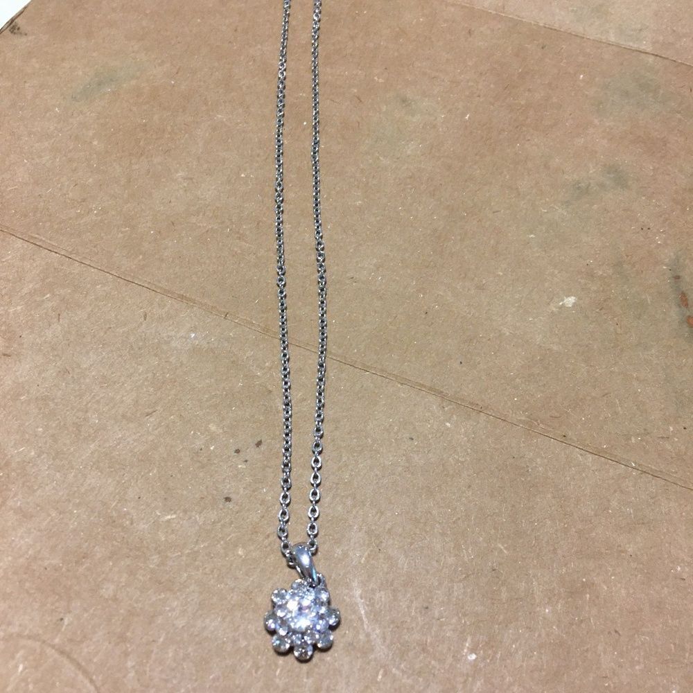 LIA SOPHIA Crystal Flower Necklace Silver Tone